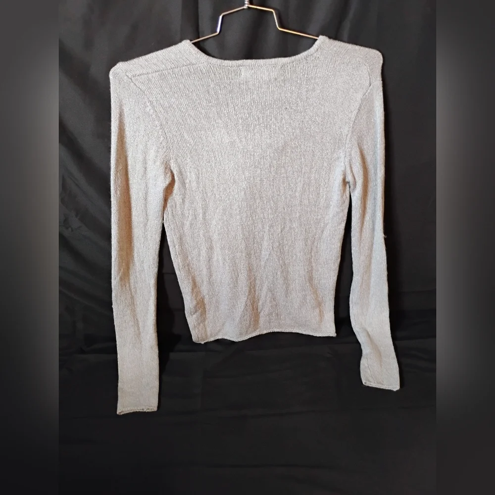 Forever 21 Light Gray Lace-Up V-Neck Sweater - Picture 4 of 7